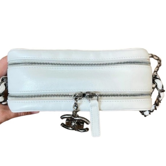 Chanel Leather Small Coco Boy White Crossbody Quilted Camera Bag - Picture 3 of 9